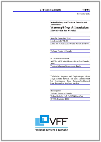 Merkblatt WP.01 -  Wartung/Pflege & Inspektion: Hinweise für den Vertrieb